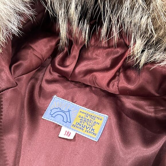Vintage Inuvik Sewing Centre Wool Parka Canadian Arctic Fox Fur Coat - Picture 9 of 13